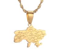 Everyiod Halskette Mit Anhänger „Ukraine-Karte“ - Modischer, Trendiger Halsketten-Charm-Schmuck, Pullover-Halskette Im Ethnischen Stil Für Damen/Herren/Mädchen/Jungen/Unisex, Gelb, 50 Cm