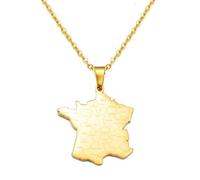 Everyiod Halskette Mit Karte Von Française, Anhänger Mit Frankreich-Karte Und Nationalen Grenzen, Schmuck Mit Frankreich-Umriss, Halskette Mit Anhänger Für Männer Und Frauen, Gelb, 60 Cm