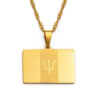 Everyiod Halsketten Mit Anhänger Mit Der Flagge Der Insel Barbados, Schlüsselbeinkette, Pulloverkette, Schmuck Mit Nationalflagge Der Insel Barbados, Patriotische Halskette, Gelb, 45 Cm