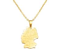 Everyiod Halsketten Mit Anhänger Mit Deutschlandkarte, Bundesrepublik Deutschland-Schmuck, Deutscher Buchstabenkarte, Umriss, Ländergrenze, Retro-Schmuck, Unisex, Gelb, 45 Cm