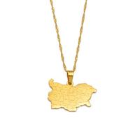 Everyiod Halsketten Mit Anhänger Mit Karte Der Republik Bulgarien, Schmuck Für Männer Und Frauen, Hip-Hop-Charm-Halskette, Stilvolle Patriotische Freundschaftskette, Gelb, 45 Cm