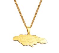 Everyiod Halsketten Mit Anhänger Mit Karte Der Stadt Jamaika, Halsketten Mit Karte Von Jamaika, Schmuck Im Hip-Hop-Stil, Zierliche Halskette Mit Anhänger, Geschenk Für Mädchen Und Jungen, Gelb, 6