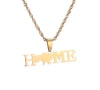 Everyiod Halsketten Mit Anhänger Mit Ukraine-Karte, Schmuck, Halskette Mit Landkarte Der Ukraine, Halskette Mit Anhänger Im Hip-Hop-Stil, Geschenk Für Fernbeziehungen Für Frauen Und Männer, Gelb