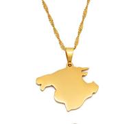 Everyiod Halsketten Mit Kartenanhänger Für Mallorca, Spanien, Schmuck, Schlüsselbeinkette Mit Kartenanhänger, Pulloverketten Im Hip-Hop-Ethno-Stil, Reisesouvenir, Gelb, 45 Cm