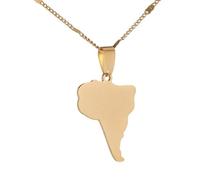 Everyiod Halskettenanhänger Mit Karte Von Südamerika, Trendiger Kettenschmuck, Pulloverketten Im Hip-Hop-Ethno-Stil, Reise-Souvenir-Geschenke Für Paare, Unisex, Gelb, 50 Cm