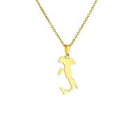 Everyiod Italien Karte Anhänger Kette Halsketten, Geometrische Muster Schmuck Hip Hop Halskette, Für Frauen Männer Patriotische Ornamente Schmuck, Gelb, Lang: 50 cm