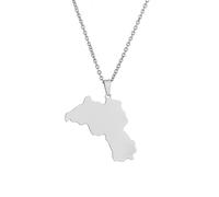 Everyiod Karte Von Kurdistan Anhänger Halskette,Ethnischen Stil Hip Hop Karte Halskette Zubehör,Für Frauen Männer Patriotische Ornamente Schmuck,Weiß,Lang:50Cm