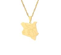 Everyiod Kenia-Karte-Anhänger-Halskette, Modische Karte-Anhänger-Choker-Halskette, Schmuck, Kenia-Karte-Halskette Für Männer Und Frauen, Karte-Schmuck-Geschenk, Gelb, Lang: 50 cm