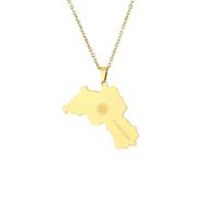 Everyiod Kurdistan-Karten-Anhänger-Halsketten, Karten-Anhänger-Halsketten, Klassischer Hip-Hop-Schmuck, Für Damen Und Herren, Trend-Party-Geschenk, Modeschmuck, Gelb, Lang: 50 cm