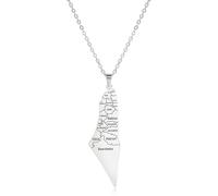 Everyiod Palästina Israel Karte Stadt Anhänger Halskette, Ethnische Hip Hop Landkarten Halskette, Geographie Land Halsketten Charm Kette Schmuck Männer Frau, Weiß, Lang: 50 cm