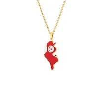 Everyiod Tunesien-Karten-Anhänger-Halsketten, Karten-Anhänger-Halsketten, Klassischer Hip-Hop-Schmuck, Für Damen Und Herren, Trend-Party-Geschenk, Modeschmuck, Gelb, Lang: 50 cm