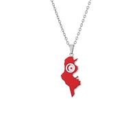 Everyiod Tunesien-Karten-Anhänger-Halsketten, Karten-Anhänger-Halsketten, Klassischer Hip-Hop-Schmuck, Für Damen Und Herren, Trend-Party-Geschenk, Modeschmuck, Weiß, Lang: 50 cm