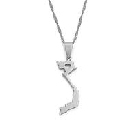 Everyiod Vietnam-Anhänger-Halskette, Glattes, Ausgehöhltes Herz-Design, Verstellbare Kette, Hip-Hop-Karte-Halskette, Beliebter Halskettenschmuck Für Frauengeschenke, Weiß, 45 cm Dünne Kette