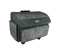 Everything Mary 4 Rollen zusammenklappbare Deluxe Nähmaschinen-Aufbewahrungstasche grau & rosa abstrakt - Rollwagen Tragetasche kompatibel mit Brother, Singer und den meisten Maschinen