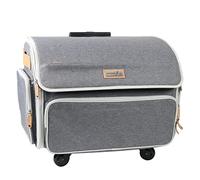 Everything Mary Faltbarer Deluxe-Nähmaschinen-Aufbewahrungskoffer mit 4 Rädern, grau meliert - Rollwagen, Tragetasche, kompatibel mit Brother, Singer und den meisten Maschinen