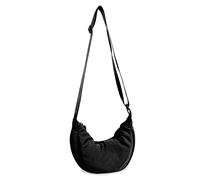 EVGLOW Kleine Nylon-Halbmond-Umhängetasche für Damen und Herren, trendig, Reisetasche, Schwarz, Small, Niedliche, runde modische Reisetasche