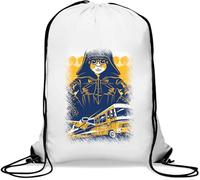 Evil Man and a Flying Bus Gym Sack Casual Drawstring Bag White