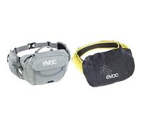 EVOC HIP Pack 3 Hüfttasche & RAINCOVER Sleeve HIP Pack Regenschutz (Verstellbarer Hüftgurt, bis zu 3l Volumen, stylishe Schutzhülle für Bauchtaschen, großzügiger Stauraum), Steingrau/Schwarz