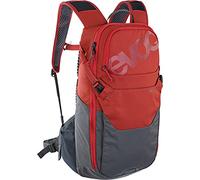 EVOC RIDE 12 Protektor Fahrradrucksack, Trekkingrucksack für Trails & Alltag (cleveres Taschenmanagement, AIR-PAD-Rückenpolsterung, Helmhalterung, Backpack), Chili Rot / Carbon Grau