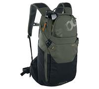EVOC RIDE 12 Rucksack, dark olive - black | Protektor Fahrradrucksack, Trekkingrucksack für Trails & Alltag, cleveres Taschenmanagement, AIR-PAD-Rückenpolsterung