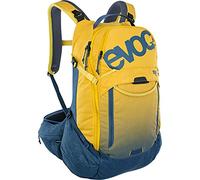 EVOC TRAIL PRO 26l Protektor Rucksack für Fahrradtouren, Backpack (LITESHIELD PLUS Rückenprotektor, leichter Fahrradrucksack, breite Hüftflossen, 3l Trinkblasenfach, Größe: S/M), Curry/Denim