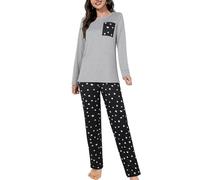 Evolyline Schlafanzug Damen Lang Pjama Set Zweiteiliger Schlafanzüge für Damen Langarm Nachtwäsche Pyjama Loungewear Homewear Lounge Set Kuschelig Hausanzug für Herbst Winter Pajamas for Women