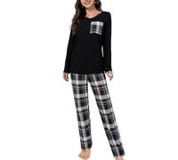Evolyline Schlafanzug Damen Lang Pjama Set Zweiteiliger Schlafanzüge für Damen Langarm Nachtwäsche Pyjama Loungewear Homewear Lounge Set Kuschelig Hausanzug für Herbst Winter Pajamas for Women