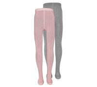 EWERS 2er-Pack Baby- & Kinderstrumpfhosen gerippt, Doppelpack Strumpfhosen aus Baumwolle für Jungen und Mädchen, MADE IN GERMANY, Rosa/Grau, Größe 122-128