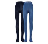 EWERS 2er-Pack Baby- & Kinderstrumpfhosen Unifarben, Doppelpack Strumpfhosen aus Baumwolle für Mädchen und Jungen, MADE IN EUROPE, Blau/Dunkelblau, Größe 98-104