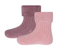 EWERS 2er-Pack Babysöckchen - Socken mit Rippstruktur für Kinder, Kleinkinder und Babys - Bio-Baumwolle, GOTS zertifiziert, MADE IN EUROPE, Altrosa/Rosa, Größe 16-17
