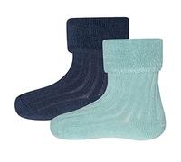 EWERS 2er-Pack Babysöckchen - Socken mit Rippstruktur für Kinder, Kleinkinder und Babys - Bio-Baumwolle, GOTS zertifiziert, MADE IN EUROPE, Blau/Hellblau, Größe 23-26
