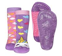 EWERS 2er Pack Einhorn Stoppersocken SoftStep, Socken mit Antirutschsohle für Mädchen, Anti-Rutsch-Socken mit Gummisohle, 2 Paar rutschfeste Kindersocken, Größe 31-34