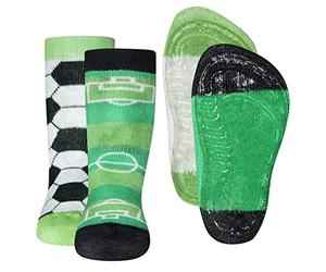 EWERS 2er-Pack Fussball Stoppersocken SoftStep, Socken mit Antirutschsohle für Jungen, Anti-Rutsch-Socken mit Gummisohle, 2 Paar rutschfeste Kindersocken für Jungs, Größe 23-24