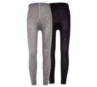 EWERS 2er-Pack Kinderleggings Unifarben, Doppelpack Leggings aus Baumwolle für Mädchen, Made IN Europe, Schwarz/Grau, Größe 134-146