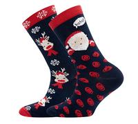 EWERS 2er-Pack Weihnachtssocken mit Motiv - Rentier Weihnachtsmann, 2 Paar Socken Weihnachten für Kinder Damen Herren, Baumwolle, MADE IN GERMANY, Größe 27-30