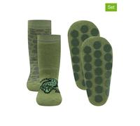 ewers 2er-Set: ABS-Socken "Krokodil" in Grün - Größe 35-38 | Babysocken Strumpfhosen