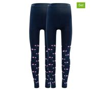 ewers 2er-Set: Leggings "Blümchen" in Dunkelblau - Größe 152 | Kinderhosen