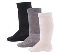 EWERS 3er-Pack Basic-Kniestrümpfe, mehrfarbige Uni-Socken für Mädchen und Jungen, Baumwolle, MADE IN EUROPE, Mädchensocken Jungensocken Kindersocken, Größe 18-19, schwarz/grau/weiß