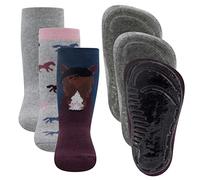 EWERS 3er-Pack Pferd Stoppersocken SoftStep, Socken mit Antirutschsohle für Mädchen, Anti-Rutsch-Socken mit Gummisohle, MADE IN GERMANY, 3 Paar rutschfeste Kindersocken, Größe 27-28