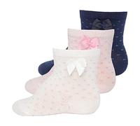 EWERS 3er-Pack Pünktchen mit Schleife, mehrfarbige Punkte-Socken für Mädchen und Jungen, Baumwolle, MADE IN EUROPE, Mädchensocken Jungensocken Kindersocken, Größe 27-30, beige/rosa/dunkelblau