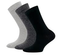 EWERS 3er-Pack Socken Uni, einfarbige Basic-Socken für Mädchen und Jungen, Baumwolle, MADE IN GERMANY, Mädchensocken Jungensocken Kindersocken Unisocken, Größe 43-45, Grau