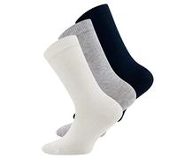 EWERS 3er-Pack Socken Uni GOTS - 3 Paar einfarbige Socken für Mädchen und Jungen, Bio-Baumwolle, GOTS zertifiziert, MADE IN EUROPE, Weiß/Grau/Dunkelblau, Größe 19-22