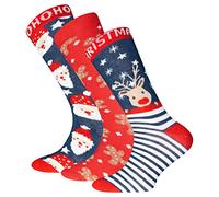EWERS 3er-Pack Weihnachtssocken mit Motiv - Rentier Weihnachtsmann Lebkuchenmann, 3 Paar Socken Weihnachten für Kinder Damen Herren, Baumwolle, MADE IN GERMANY, Größen 19-48
