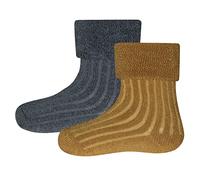 EWERS 4er-Pack Babysöckchen - Socken mit Rippstruktur für Kinder, Kleinkinder und Babys - Bio-Baumwolle, GOTS zertifiziert, MADE IN EUROPE, Grau/Braun, Größe 18-19
