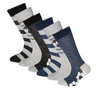 EWERS 6er-Pack Kindersocken Fussball - 6 Paar Socken für Jungen mit Fussball-Motiven, MADE IN EUROPE, Blau/Grau/Schwarz, Größe 39-42