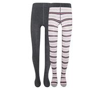 EWERS Baby- und Kinderstrumpfhose 2er Pack für Jungen und Mädchen Streifen und uni, MADE IN EUROPE, Strumpfhose Baumwolle, Doppelpack (98-104, anthrazit mel.)