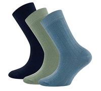 EWERS Retro-Chic Socken 3er-Pack Rippe für Kinder - Klassische Rippstruktur, trendige Farben und optimale Passform - Made in Germany - Dunkelblau/Grün/Blau, Größe 39-42