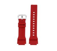 ewgrkba 18 mm 20 mm Gummi-Uhrenarmband, kompatibel mit Casio MCW-200H/AE1500WH, Uhrenarmband mit konvexer Verbindung, Sportzubehör(Red-silver,MCW-200H-20mm)