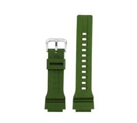 ewgrkba 18 mm 20 mm Gummi-Uhrenarmband, kompatibel mit Casio MCW-200H/AE1500WH, Uhrenarmband mit konvexer Verbindung, Sportzubehör(Green-silver,MCW-200H-20mm)