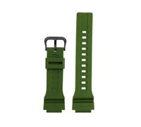 ewgrkba 18 mm 20 mm Gummi-Uhrenarmband, kompatibel mit Casio MCW-200H/AE1500WH, Uhrenarmband mit konvexer Verbindung, Sportzubehör(Green-Black,MCW-200H-20mm)